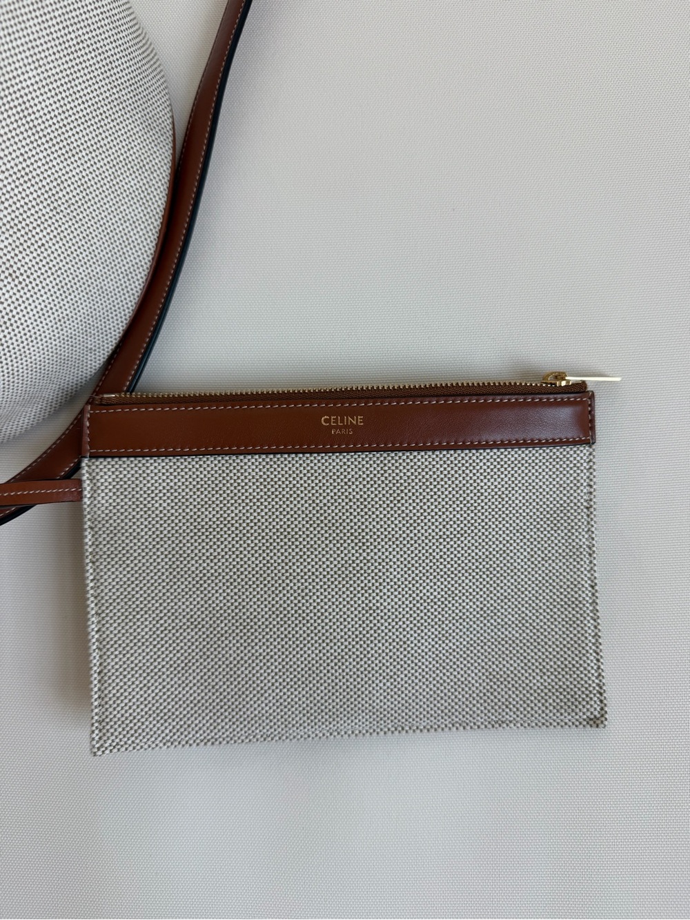 Celine Beige Canvas Bucket Bag with Brown Leather Trim and Gold Hardware - Picture 10 of 14